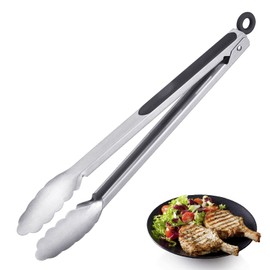 Westmark Barbecue tongs and serving tongs, with stainless steel beaker and rubberised handles, length: 35 cm, stainless steel/plastic, classic special maxi, silver/black, 16252270