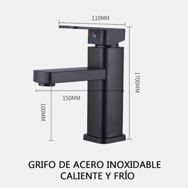 Mezcladora para Lavabo de Baño, Grifo de Baño Cocina Caliente y Frío Ajustable, Grifo Monomando Mezclador Cascada de Acero Inoxidable, Llave para Lavabo con 2 Mangueras