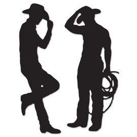 Beistle Western Cowboy Paper Silhouettes Decor-2pc, 35 and 37 inches, Black