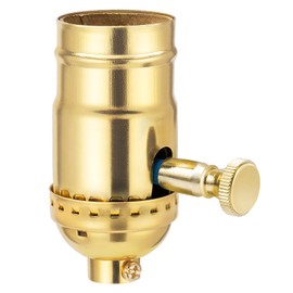 DiCUNO UL Listed Full Range Dimmer Lamp Socket Replacement, Vintage E26 Light Bulb Socket, Rotating Dimmer Switch Knob for Table, Floor Lamp, DIY Project, Gold, 150 Watt, 1-Pack