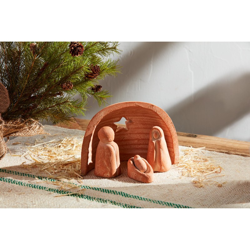 Mud Pie Terra Nativity Table SITTERS, Dark Orange