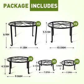 ESRICH 10Pack Metal Plant Stands for Outdoor Indoor Plants, Heavy Duty Flower Stands for Multiple Plant, Anti-Rust Iron Plant Pot Shelffor Planter, Potted Plant Holder for Garden Home ( Black)