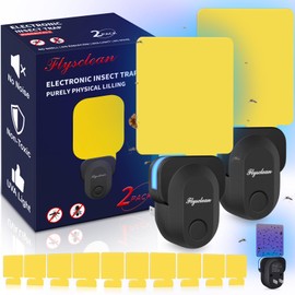 Pestvanish Flying Insect Trap Plug-in, Indoor Mosquito & Gnat Killer, Safe Non-Toxic UV Light Fly Catcher, Night Light Bug Trap with Sticky Pad for Flies, Gnats, Moths (2 Pack, Black)