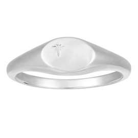 espere 18K Gold Plated Tiny Signet Ring Oval Pinky Stacking Ring North Star Dainty Gold Rings for Women