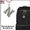 Letter N Keychain, Pewter, L014KC, 1 3/8 inches, 100% American