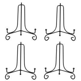 Tincogo Pack of 4 Black Metal Plate Stand Plate Holder Iron Easel Display Stand for Bowl Plate Art Photo Picture Frame 6 Inch