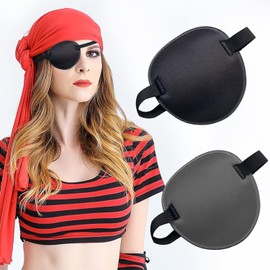 2PCS Eye Patch, Adjustable Eye Patches, Medical Eye Patch, Amblyopia Lazy Eye Patches for Left or Right Eyes, Black & Grey