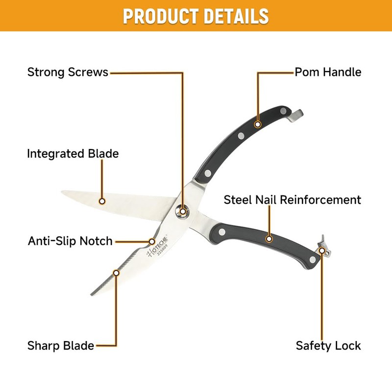 Hoteche 10-Inch Poultry Shears – Heavy Duty Kitchen Shears for