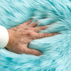 MIULEE Faux Fur Area Rugs Sheepskin Rugs Faux Fluffy Mat Fleece Chair Cover Seat Pad Soft Shaggy Area Mat for Bedroom Sofa Floor 60 x 90cm Cloud Shape Sky Blue