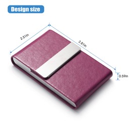 FACATH Business Card Holder, Luxury Microfiber Leather Case, Metal Cards, Thin Card Holder, Business Card Holder for Men and Women with Magnetic Closure (Purple)