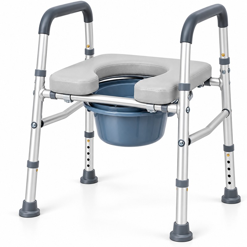 Adjustable Toilet Safety Rail for Bathroom Support – Freestanding Padded