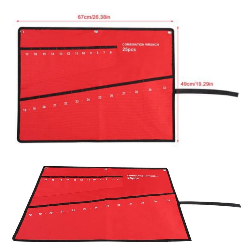 Multi Pocket Roll Up Tools Storage Bag Wrench Roll Tool