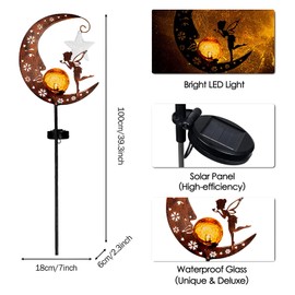 Moon Solar Lights Garden Decoration Patio Decoration, Elf/Flower Fairy Waterproof Solar Light, Outdoor Solar Lamp for Outdoors, Moon Solar Lights, Decorative Lights Balcony, Garden Decoration