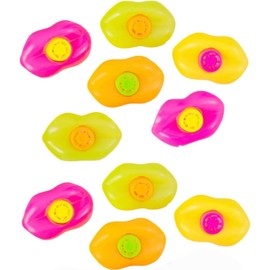 10PCS Random Color Plastic Lip Shaped Whistles Blowing Lip Whistles Loud Crisp Sound Whistle Noisemakers for Party Favors Noisemakers