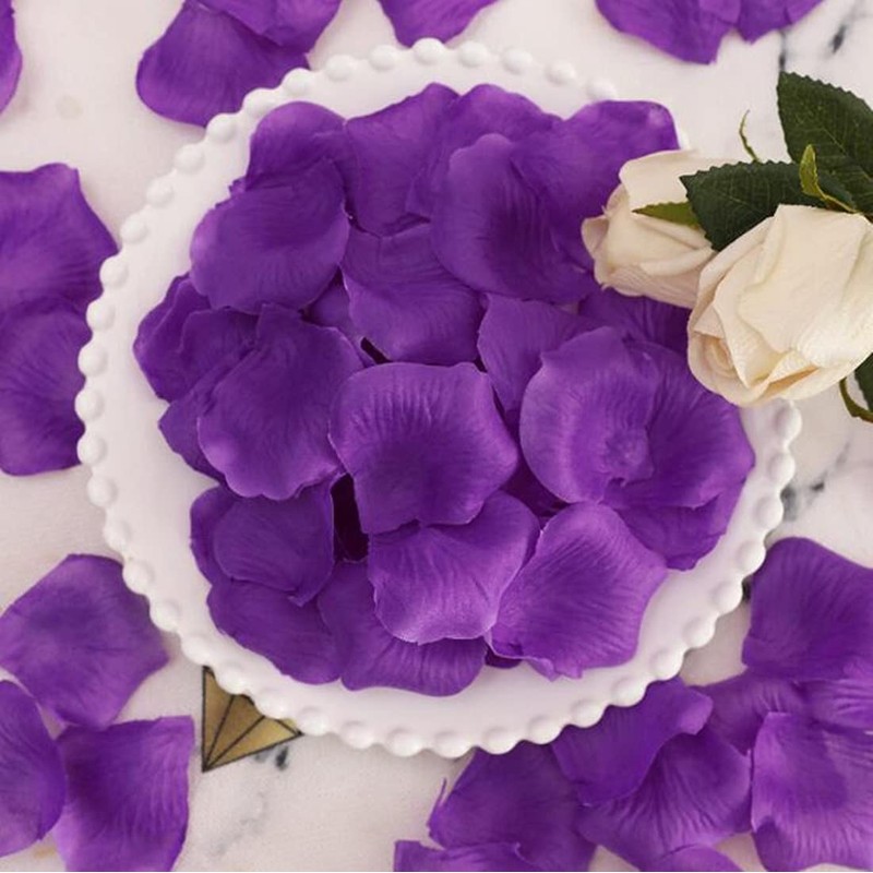 RuiChy 1000pcs Silk Artificial Rose Petals for Wedding, Purple