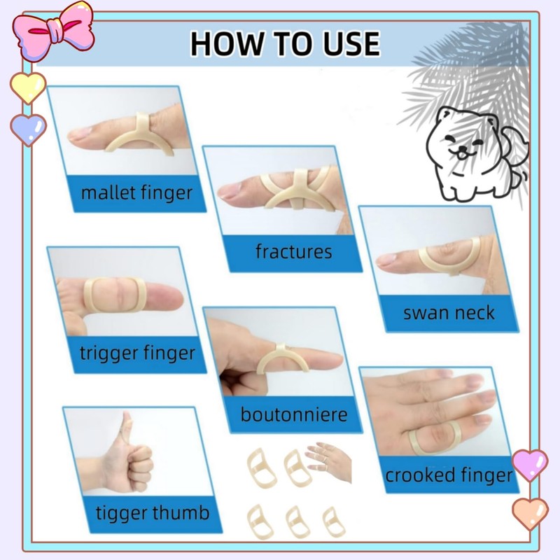 5Pcs Finger Splint, Oval 8 Comfortable Trigger Thumb Brace to