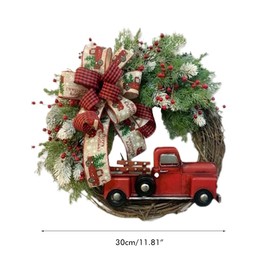 Kangmeile Christmas Garland, Autumn Pine Cones Christmas Garland with Red Truck, Vintage Pumpkin Truck Autumn Garland, Christmas Harvest Decorations