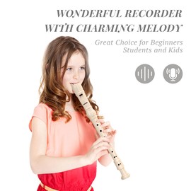 EAST TOP Soprano Recorder for Kids Beginners, 8 Hole Plastic German Fingering Flute Recorder 3 Piece with Cleaning stick, Cotton pouch, Fingering Chart, Colorful box (Ivory), as a gift