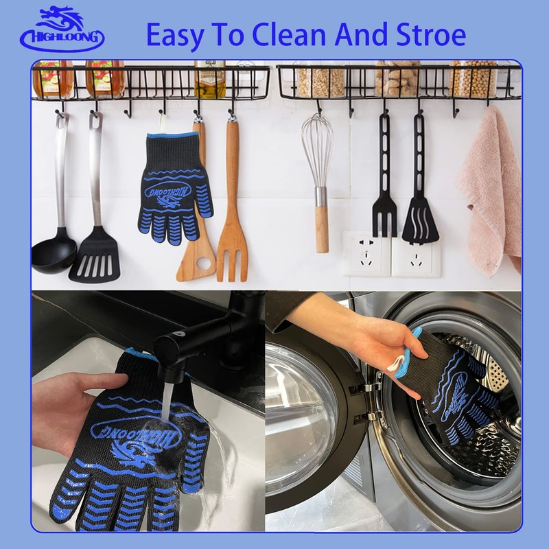 BBQ Grill Gloves Heat Resistant, 1472℉ Heat Resistance Fireproof Glove