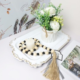 Leemxiiny 2 Pcs White Vintage Decorative trays with Gold Rim, Serving tray for Table Centerpiece Decor, Coffee Table, Living Room