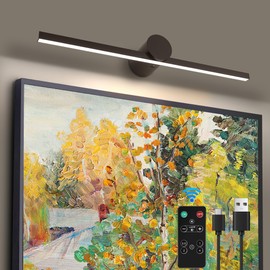 ZitoStory Battery Operated Picture Light with Remote,Wireless Dimmable Art Lights for Paintings Rechargeable Gallery Light Artwork Lighting for Canvas, Portrait (Black,20'' Inch)