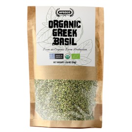 Apsogo Organic Greek Basil – Premium Dried Basil Leaves for Cooking (1.76 oz), Pure Aromatic Herb Seasoning for Pizza Sauce, Pesto & Mediterranean Dishes, Resealable Pouch