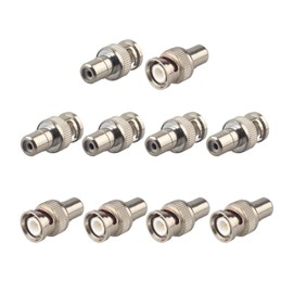 Futheda 10PCS BNC Male to RCA Female RF Coaxial Connector Coax RG6 Coupler Adapter BNC Jack to RCA Plug Straight Converter Coaxial Cable Connector for CCTV 6 10 20 Surveillance Video Security Camera