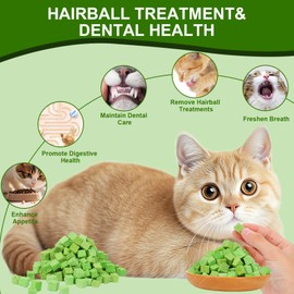 SuPruida 140g Freeze-Dried Cat Grass Treats, Natural Hairball Treatment for Cats, Edible Cats Chew Toy Cat Treats Snack for Teething Cleaning Hairball Removal