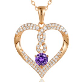 LOUISA SECRET Infinity Heart Birthstone Necklaces for Women, 18k Gold Plated 935 Sterling Silver Forever Love Pendant Jewelry for Her, Ideal Gift for Wife, Girlfriend, Mom on Birthday, Anniversary, Valentine's Day