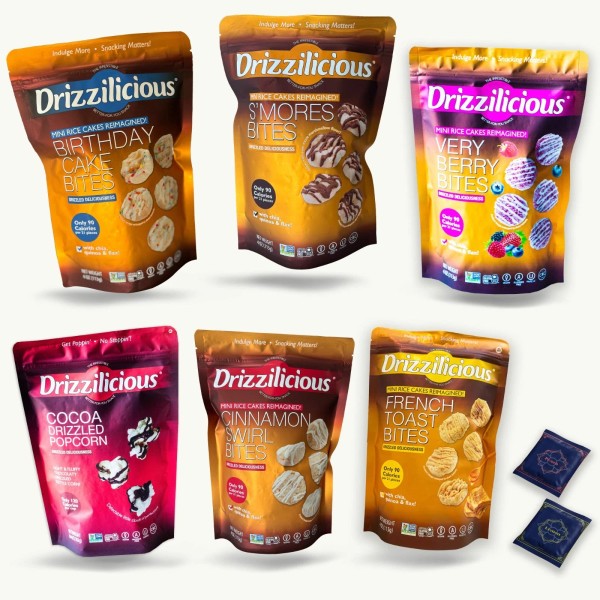 Noble Crunch Drizzilicious Mini Rice Cakes Variety Pack 6 Flavors