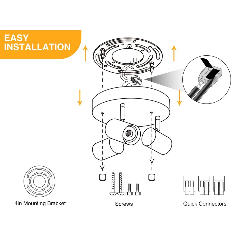 VANoopee 5 Color 3 Light LED Ceiling Spot Light Indoor
