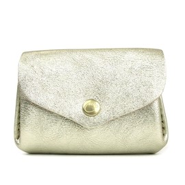 Cham HAKU PLUMP WALLET LXKH-010 Women's Mini Wallet, Small Wallet, Compact Wallet, No Bills Folding, Foil, Shrink Leather, Genuine Leather, Made in Japan, Platinum