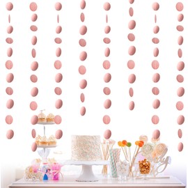 MIAHART 52 Feet Colorful Glitter Circle Dots Garland 4 Pcs Decorations Party Garland Hanging Banner for Birthday Baby Shower Wedding Christmas Party Decor (Rose Gold)