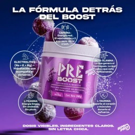 BPN PRO Pre Entreno PRE BOOST Sabor Uva 240g 30 Porciones Cafeína 200mg Electrolitos Beta-Alanina L-Citrulina Pre Workout                             