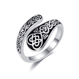DAYLINLOVE Spoon Rings for Women S925 Sterling Silver Vintage Celtic Knot Spoon Ring Adjustable Thumb Rings Celtic Jewelry Gifts for Women