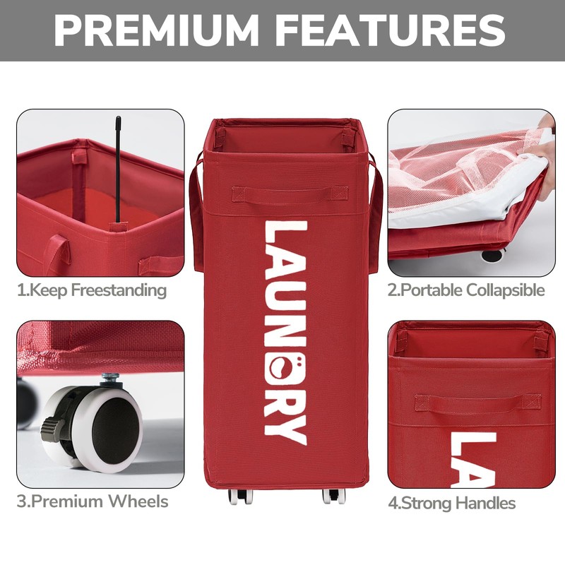 Goodpick Laundry Basket with Wheels,75L Large Roolling Laundry Basket with