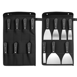QWORK® 7-Piece Stainless Steel Wallpaper and Paint Scraper Tool Set 1"/1.5"/2"/2.5"/3"/4"/5" with Ergonomic Handles and Foldable Storage Bag