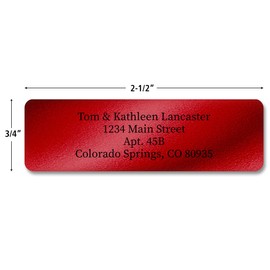 Colorful Images Red Foil Christmas Rolled Return Address Mailing Labels Without Dispenser, Customize with Name & Shipping Address, 500 Self Adhesive, Peel Off Sticker Label Roll, 3/4" x 2 1/2"