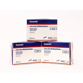 Coverlet Latex-Free Adhesive Dressings Strips Bandages - 3/4 X 3 inches - 100/ Box (Pack of 3, 300 Total)