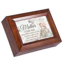 Cottage Garden Mother I Love You More Than Words Wood Finish Jewelry Box Plays Wonderful World
