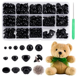 PH Pandahall 180pcs Safety Eyes 86pcs Safety Noses with for Crochet Animals, 6 Sizes Black Eyes Crochet Noses with Washers for Amigurumi Plush Stuffed Animals Craft Puppet Bear Teddy Bear Dog