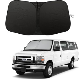 Front Windshield Sunshade fit for Ford Econoline E-Series Van 1992-2025 & Motorhome E-150 E-250 E-350 E-450 UV Ray Reflector Foldable Automotive Windshield Sunshades |Keeps Your Vehicle Cool|