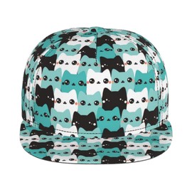 ENBBHZU Cute Cats Baseball Cap Snapback Hat Adjustable Flat-Brimmed Hat Hip Hop Hat for Men Women Teens