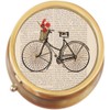 Bicycle Flowers Brass Round Pill Box