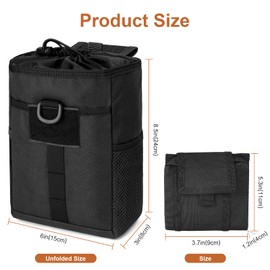 Drawstring Magazine Utility Bag, Outdoor Tactical MOLLE Bag, Tactical Compact Accessory Bag Glove Bag Waist Bag, Waterproof, Made of 600D Nylon, Suitable for Outdoor Tactical - Black