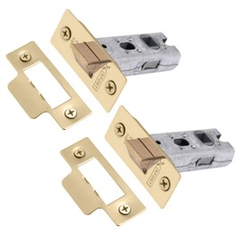 XFORT Tubular Latch, Polished Brass, Tubular Door Latch for Internal Wooden Doors, (2 Pack, 65mm)