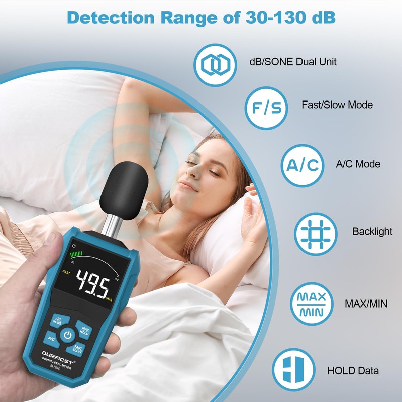 Decibel Meter, DURFICST Sound Level Meter, Portable Level Meter, dB/SONE