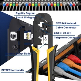 TAIWAIN RJ45 Network Cable Crimper Wire Stripper Tool Set CAT5/CAT6/Cat5e Crimp Repair Stripping Cutter Kit, RJ11/RJ12 Professional Wire Crimping Tester Tools(Lemon yellow)