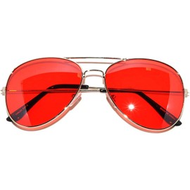 Classic Aviator Style Red Gradient Lens Sunglasses UV 400 Silver Metal Frame