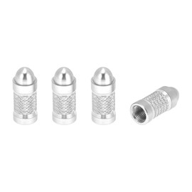 RATCHROLL 4 Pcs Tire Valve Stem Caps Decorative 7x27mm Tyre Valve Dust Covers Round Head Style Silver Tone Aluminum Alloy
